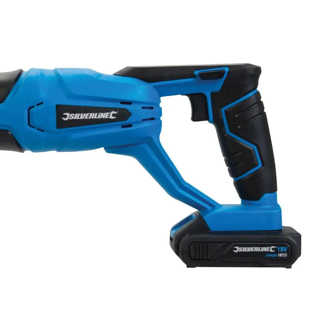18V Cordless Reciprocating Saw   Li-ion Battery & Fast Charger Silverline 953452