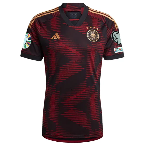 adidas Germany Away Jersey w/ Euro Qualifier Patches 22/23 (Black/Burgundy)