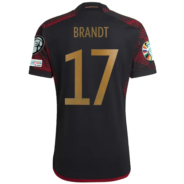 adidas Germany Julian Brandt Away Jersey w/ Euro Qualifier Patches 22/23 (Black/Burgundy)