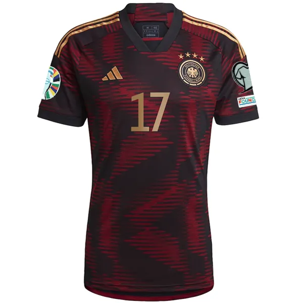 adidas Germany Julian Brandt Away Jersey w/ Euro Qualifier Patches 22/23 (Black/Burgundy)