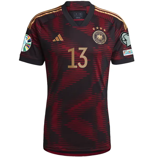 adidas Germany Thomas Muller Away Jersey w/ Euro Qualifier Patches 22/23 (Black/Burgundy)