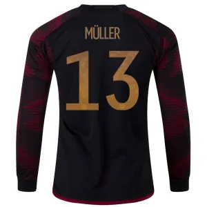 adidas Germany Thomas Muller Away Long Sleeve Jersey 22/23 (Black/Burgundy)