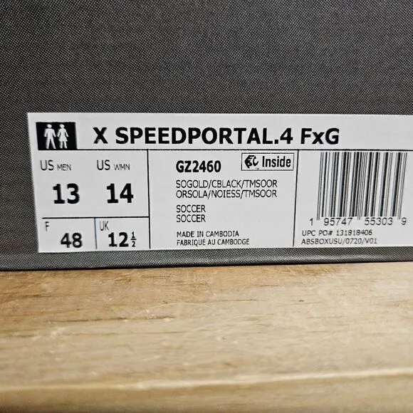 Adidas Men's X Speedportal. 4 FxG Size 13 Orange Black Soccer Cleats GZ2460