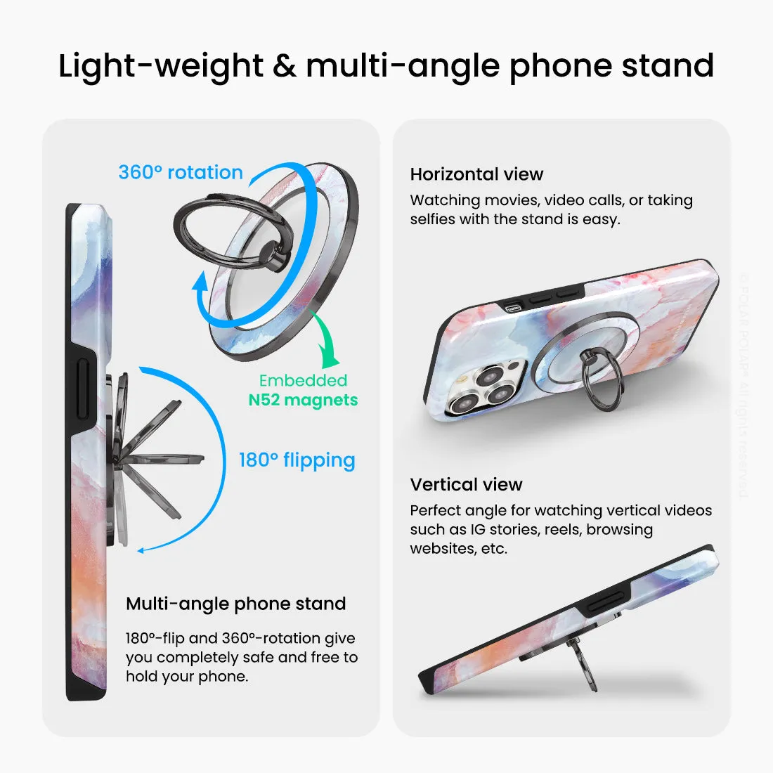 Almond Coast - Black MagSafe Phone Grip and Ring Holder Stand