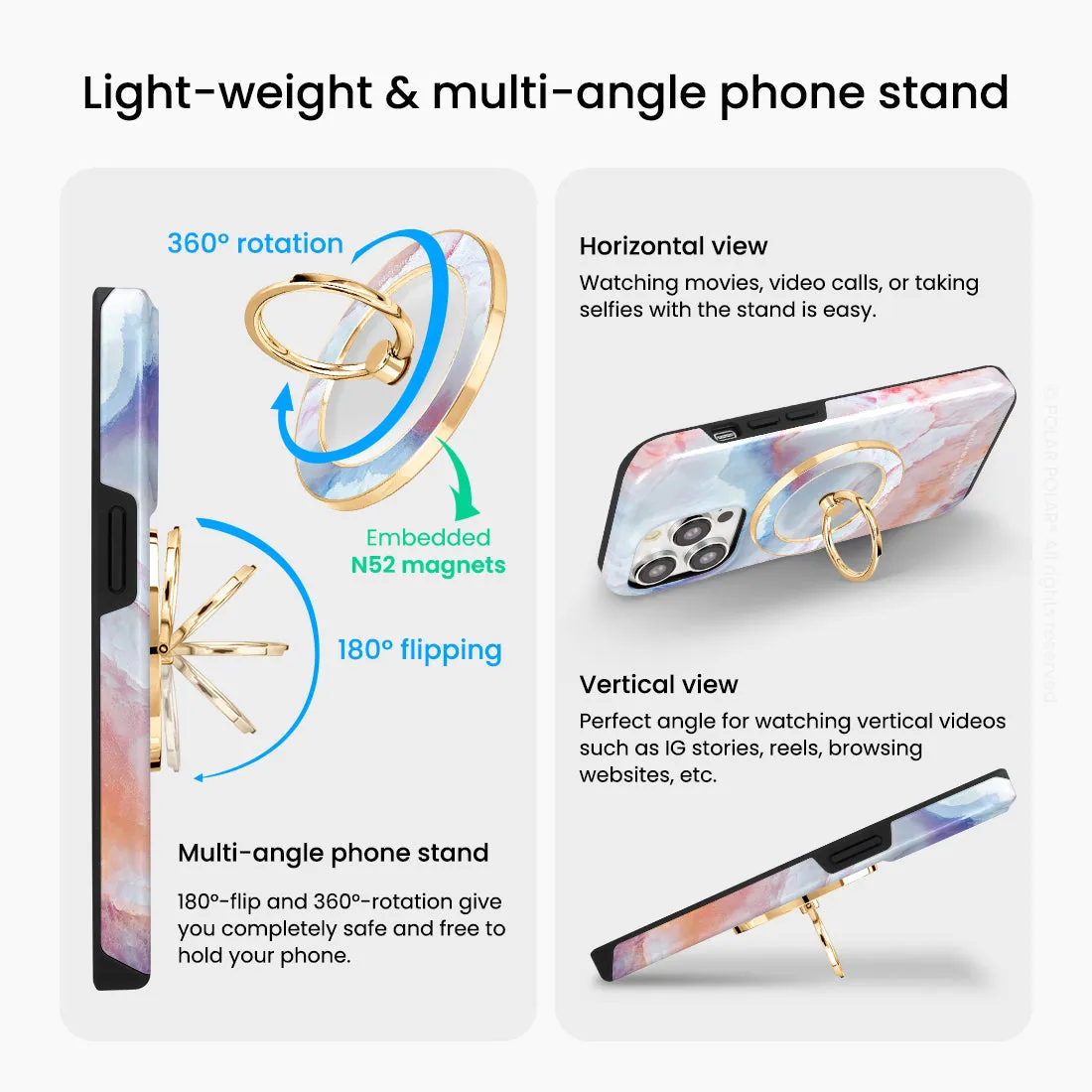 Almond Coast - Golden MagSafe Phone Grip and Ring Holder Stand