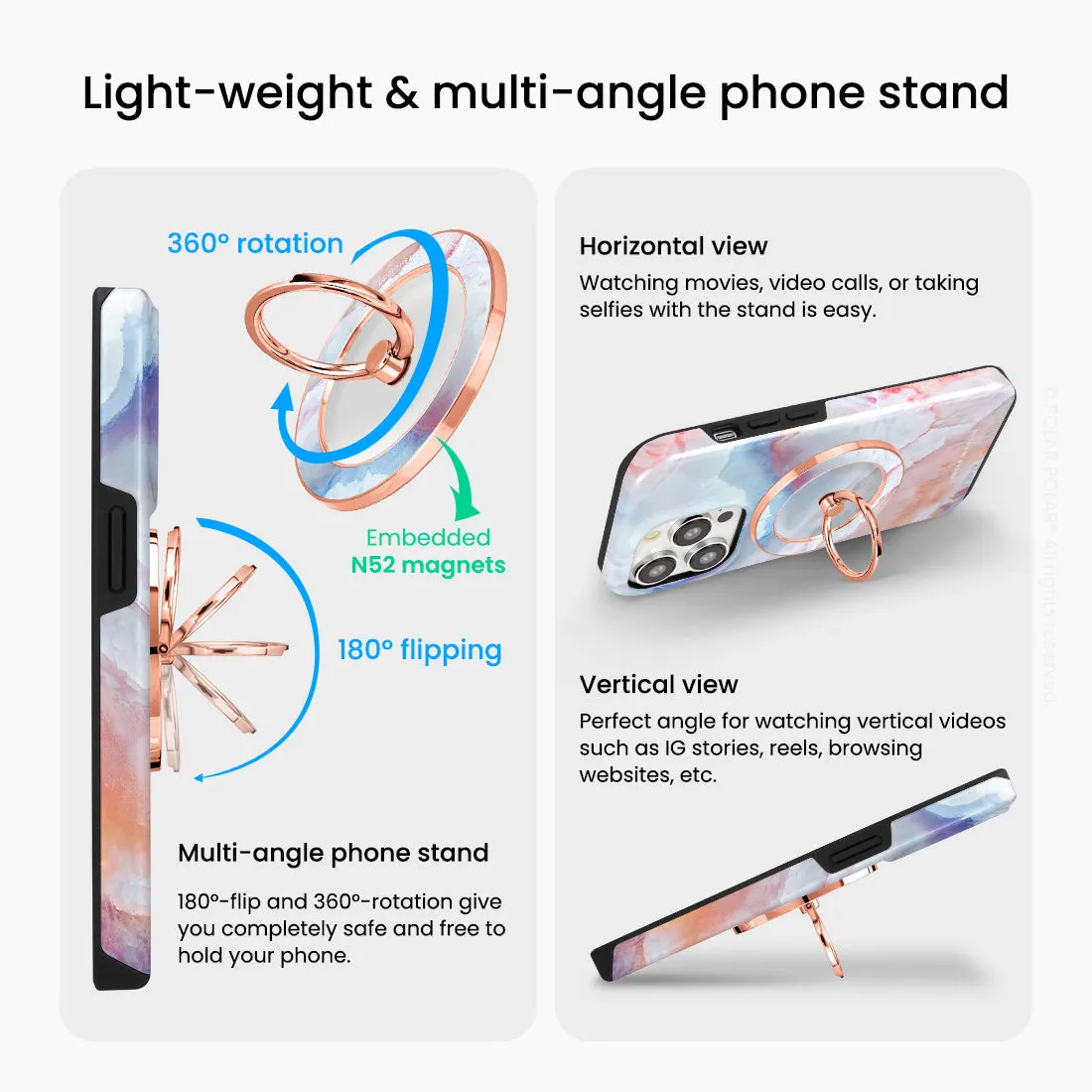 Almond Coast - Rose Gold MagSafe Phone Grip and Ring Holder Stand