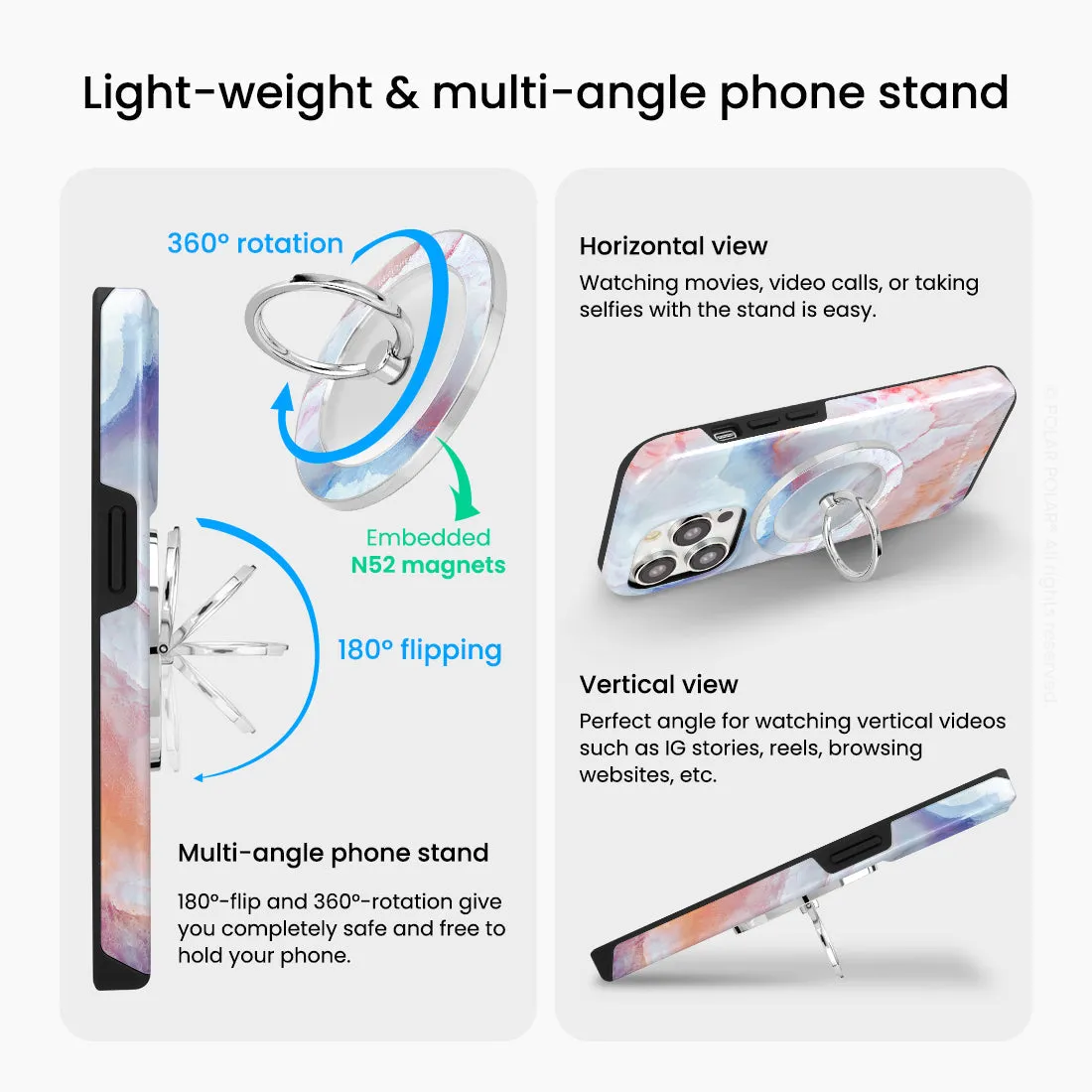 Almond Coast - Silver MagSafe Phone Grip and Ring Holder Stand