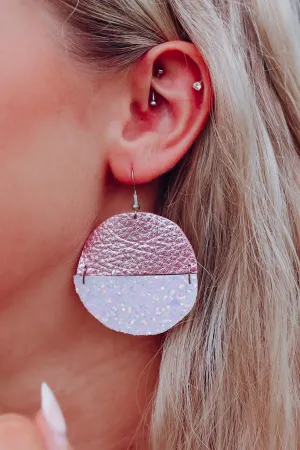 Another Dimension Leather Earrings - Iridescent Pink