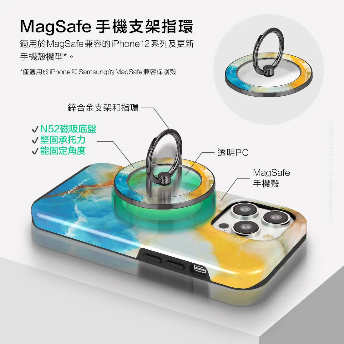 Aqua Sunlight - Black MagSafe Phone Grip and Ring Holder Stand