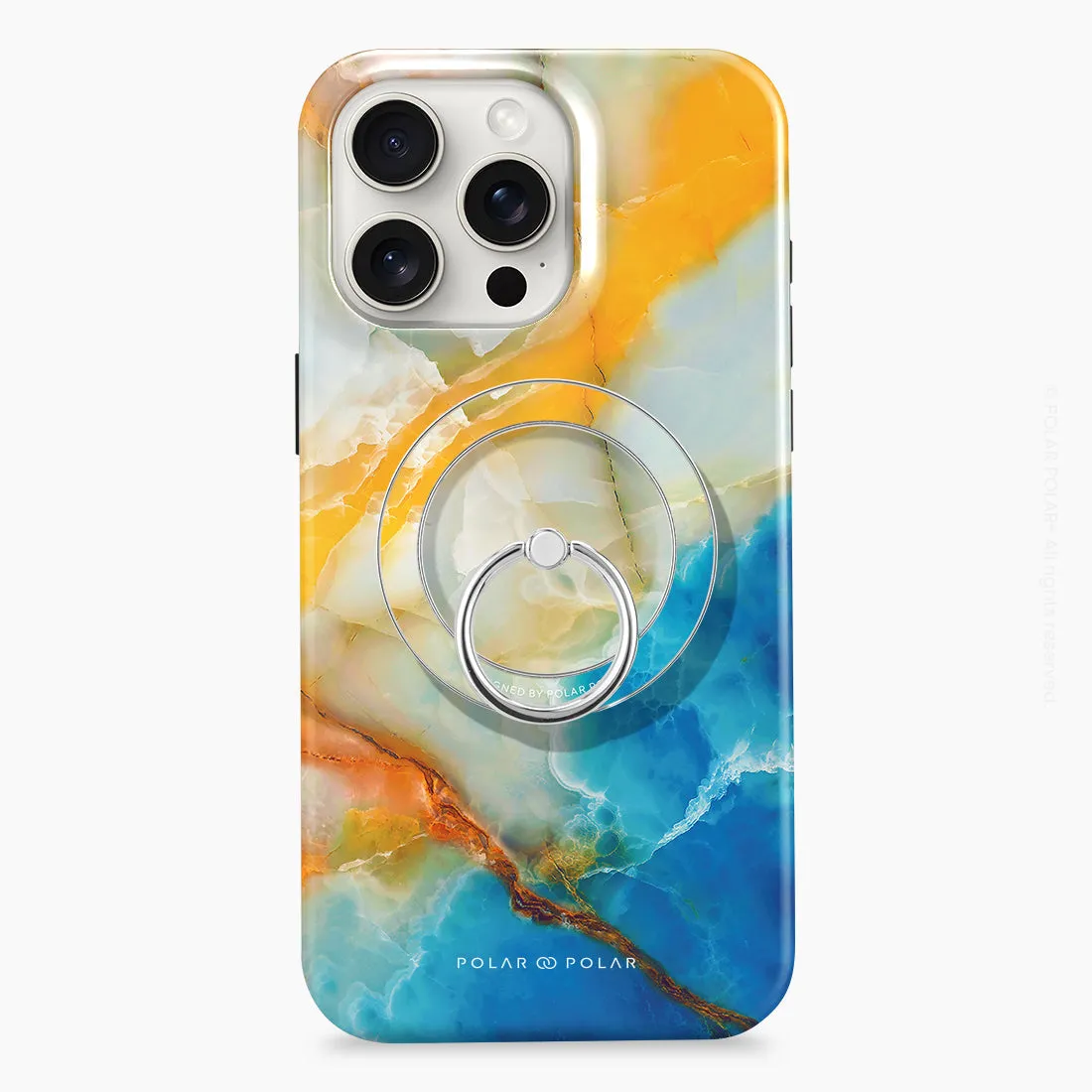 Aqua Sunlight - Silver MagSafe Phone Grip and Ring Holder Stand