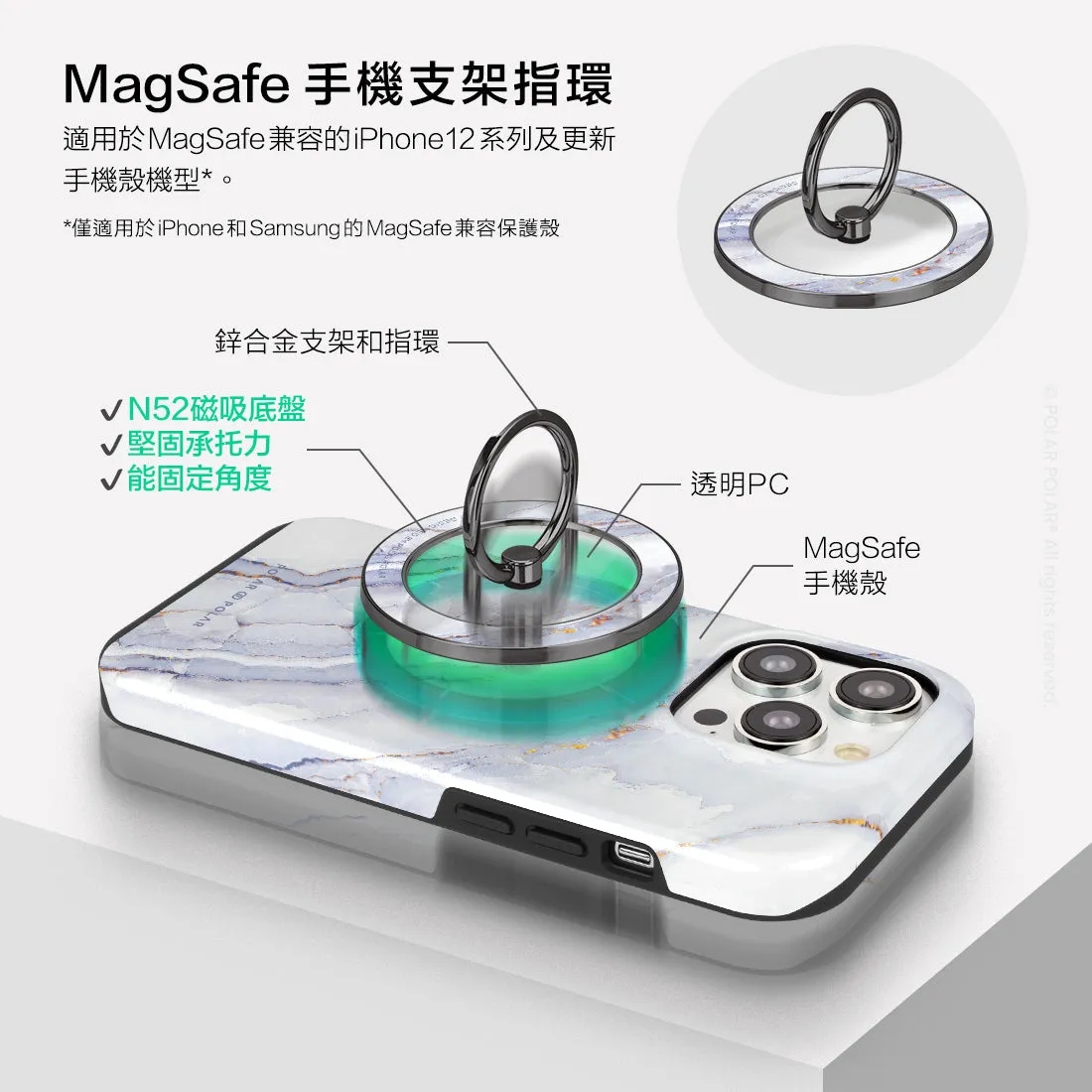 Arctic Ocean - Black MagSafe Phone Grip and Ring Holder Stand