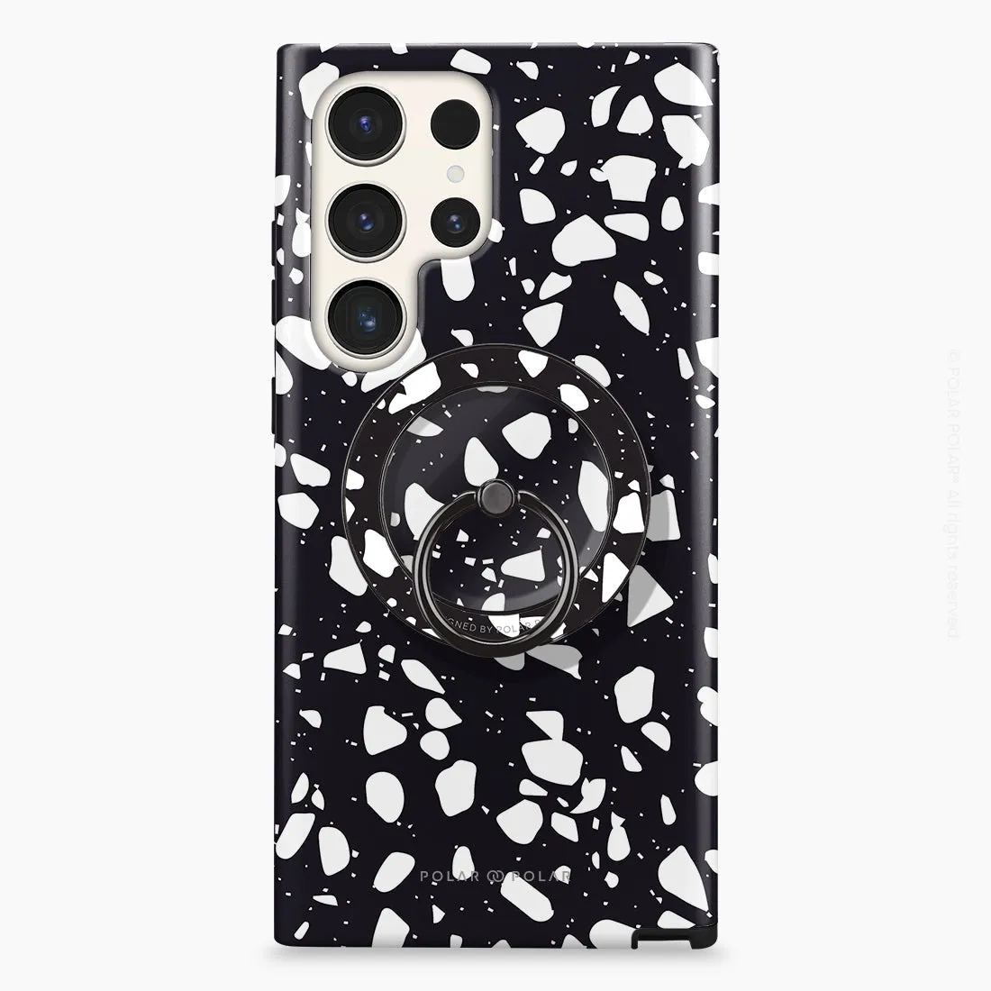 Black Rocky Road Terrazzo - Black MagSafe Phone Grip and Ring Holder Stand