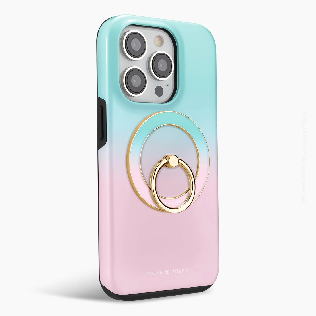 Blue Pink Pastel - Golden MagSafe Phone Grip and Ring Holder Stand