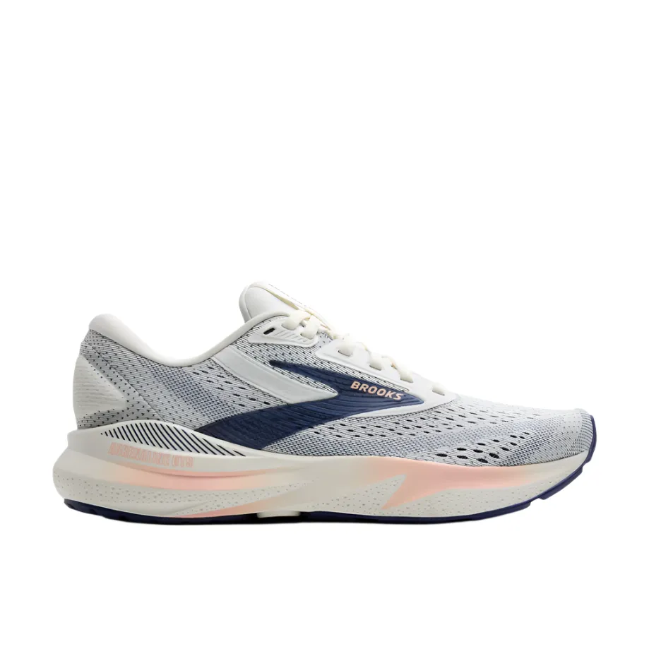 Brooks Women's Adrenaline GTS 24 Lightweight Road Running Shoe - Grey/Blue Ribbon/Peach