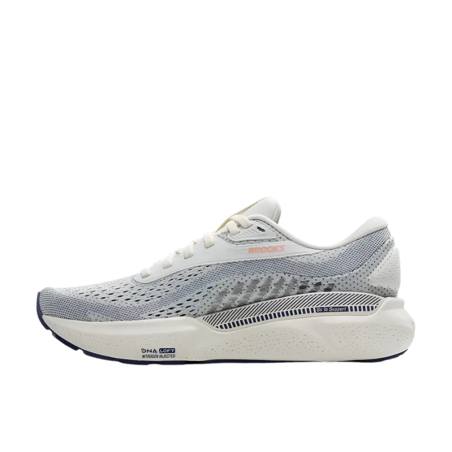 Brooks Women's Adrenaline GTS 24 Lightweight Road Running Shoe - Grey/Blue Ribbon/Peach