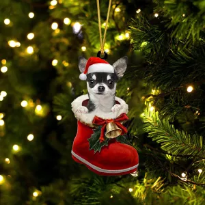 Chihuahua (3)-1-In Santa Boot Christmas-Two Sided Ornament
