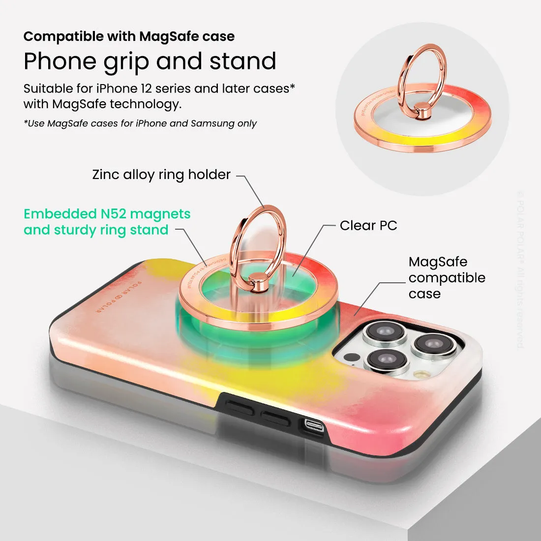 Clouds in Fall - Rose Gold MagSafe Phone Grip and Ring Holder Stand