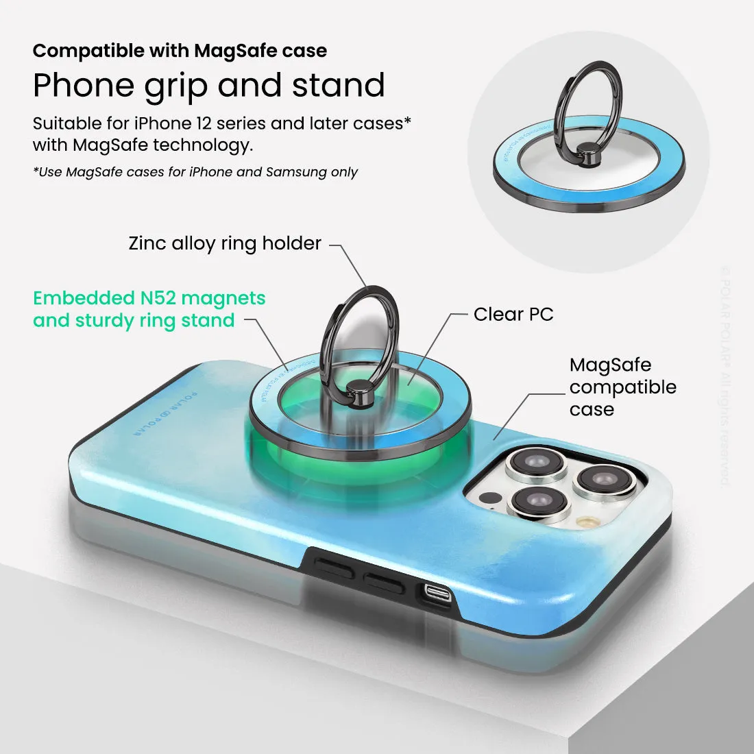 Clouds in Spring - Black MagSafe Phone Grip and Ring Holder Stand