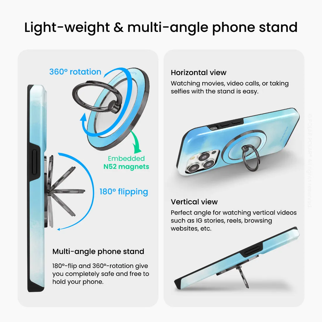 Clouds in Spring - Black MagSafe Phone Grip and Ring Holder Stand