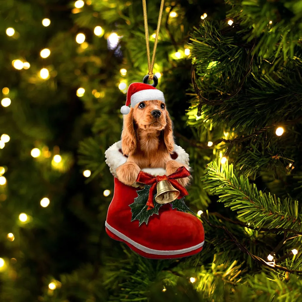 Cocker Spaniel-In Santa Boot Christmas-Two Sided Ornament