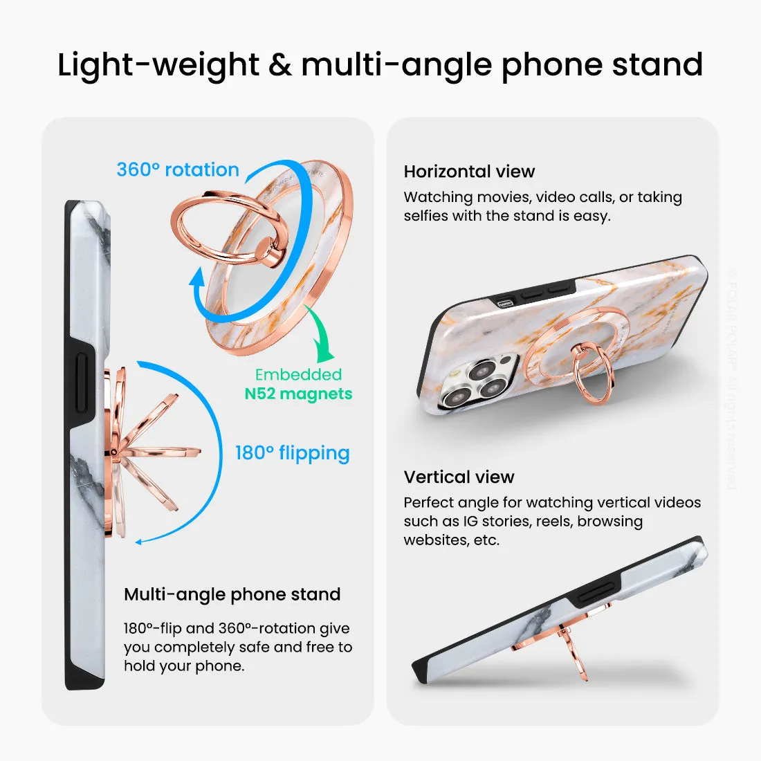 Coffee Cream - Rose Gold MagSafe Phone Grip and Ring Holder Stand
