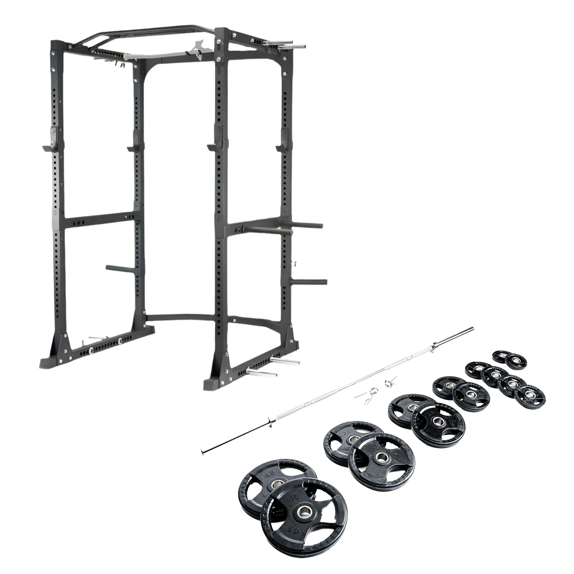 Commercial Power Rack 5G   300 lb Rubber Grip Plate Set