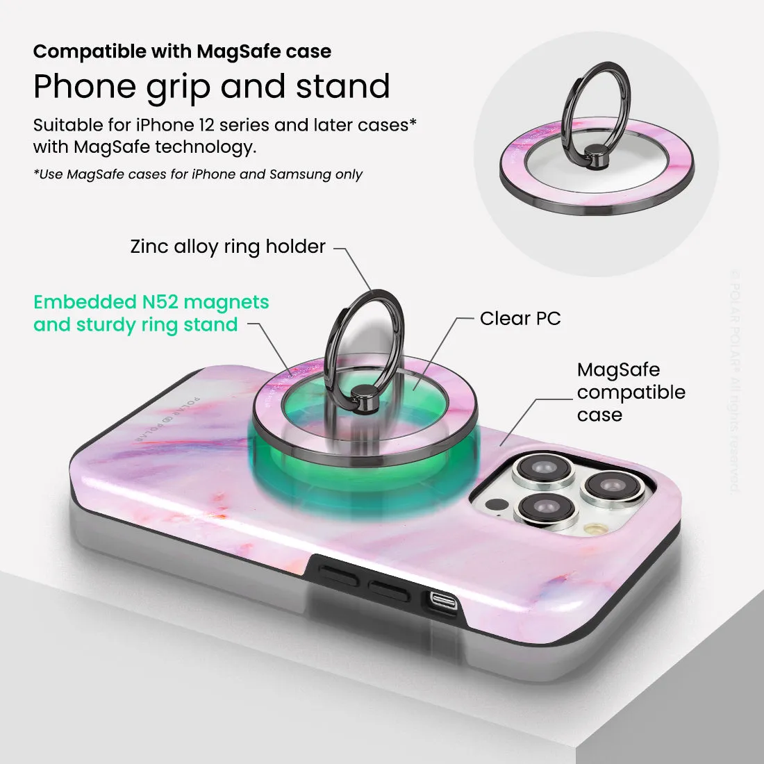 Cotton Candy - Black MagSafe Phone Grip and Ring Holder Stand