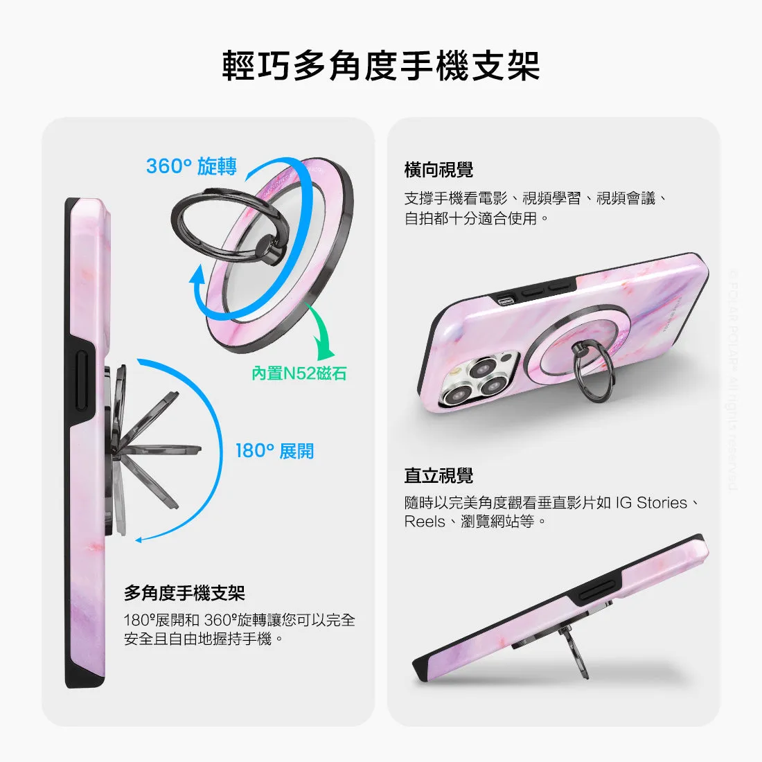 Cotton Candy - Black MagSafe Phone Grip and Ring Holder Stand
