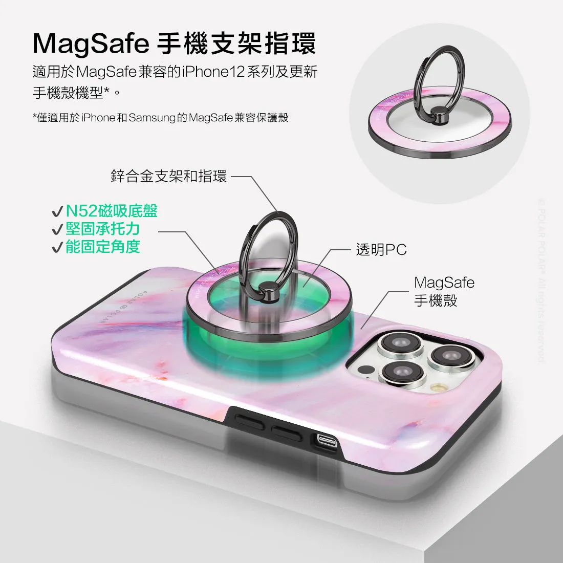 Cotton Candy - Black MagSafe Phone Grip and Ring Holder Stand