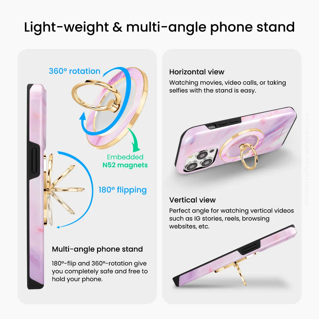 Cotton Candy - Golden MagSafe Phone Grip and Ring Holder Stand