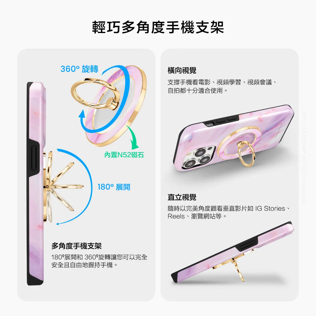 Cotton Candy - Golden MagSafe Phone Grip and Ring Holder Stand