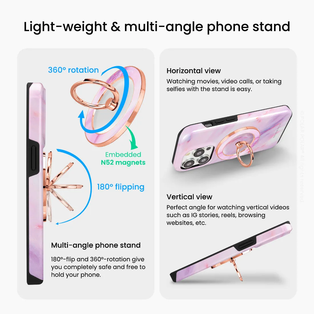 Cotton Candy - Rose Gold MagSafe Phone Grip and Ring Holder Stand