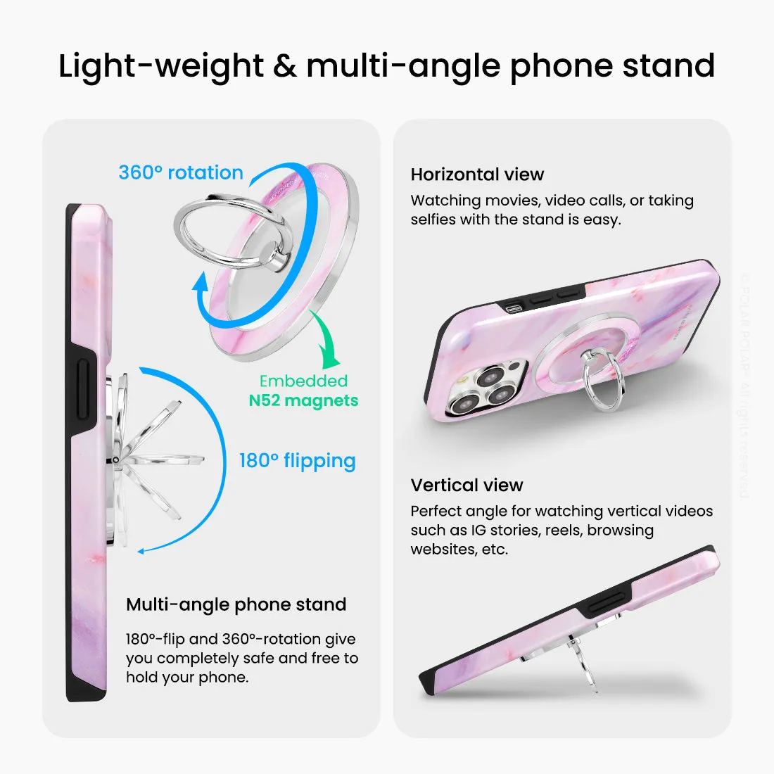 Cotton Candy - Silver MagSafe Phone Grip and Ring Holder Stand