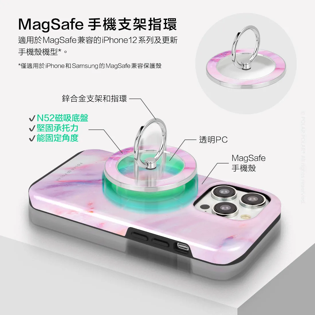 Cotton Candy - Silver MagSafe Phone Grip and Ring Holder Stand