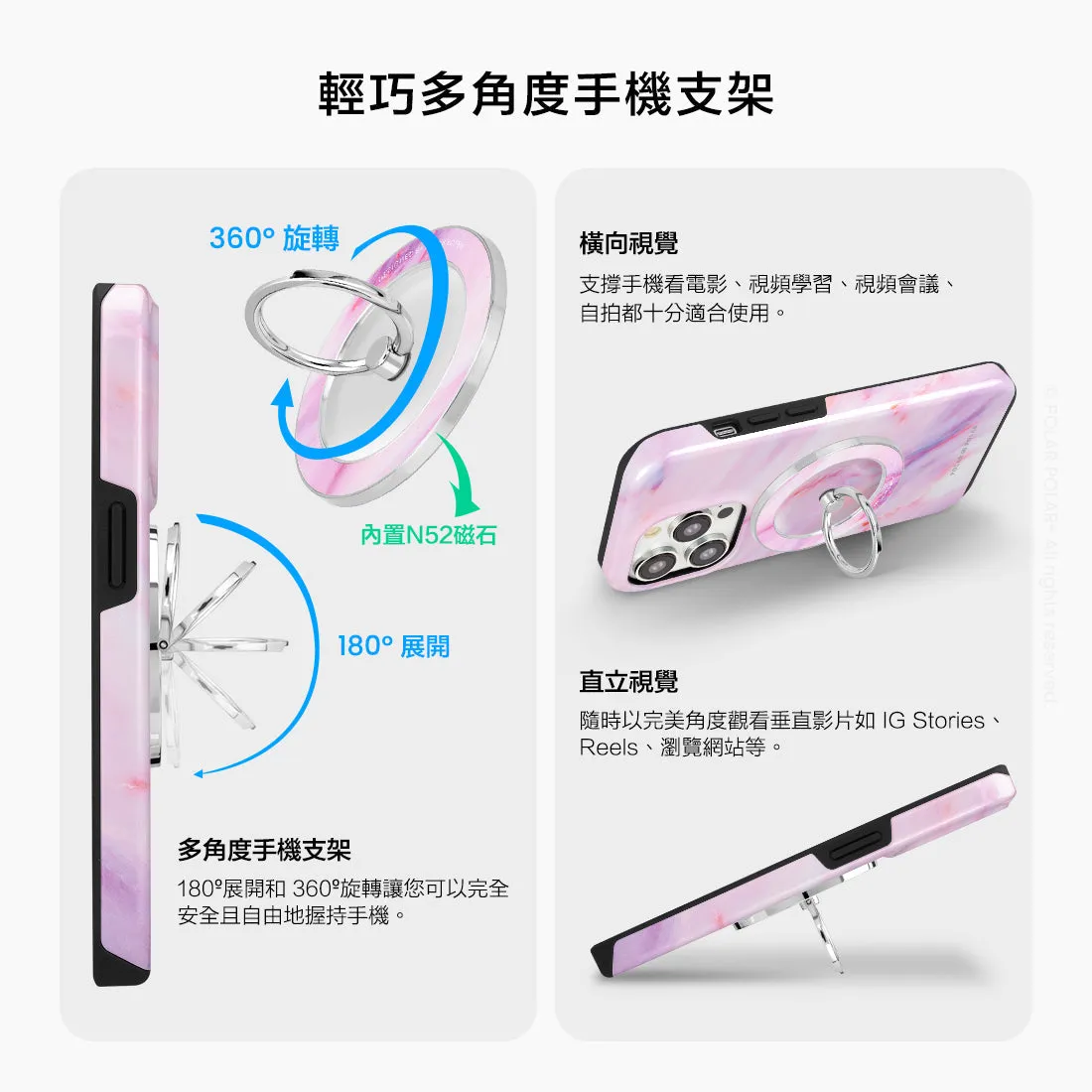 Cotton Candy - Silver MagSafe Phone Grip and Ring Holder Stand