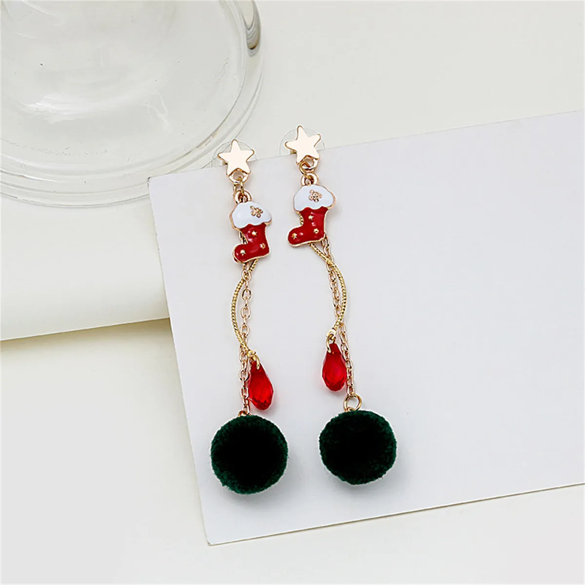 Crystal & Enamel 18K Gold-Plated Star & Boot Pom-Pom Drop Earrings