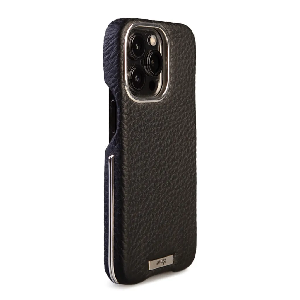 Customizable Silver Grip iPhone 13 Pro Leather Case with MagSafe
