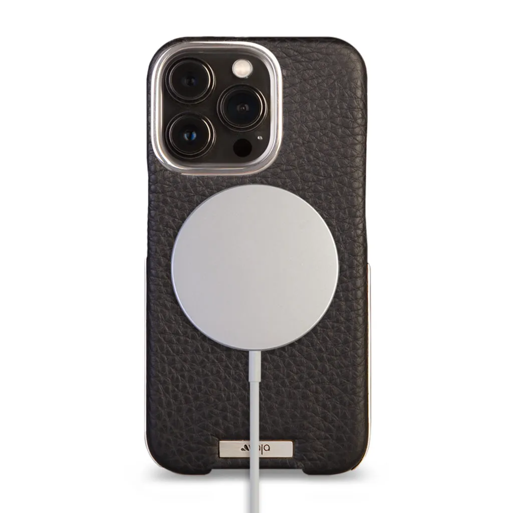 Customizable Silver Grip iPhone 13 Pro Leather Case with MagSafe
