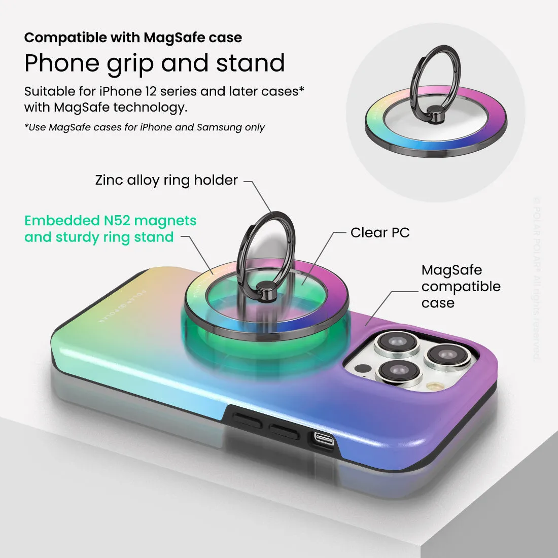 Daydream Holo - Black MagSafe Phone Grip and Ring Holder Stand