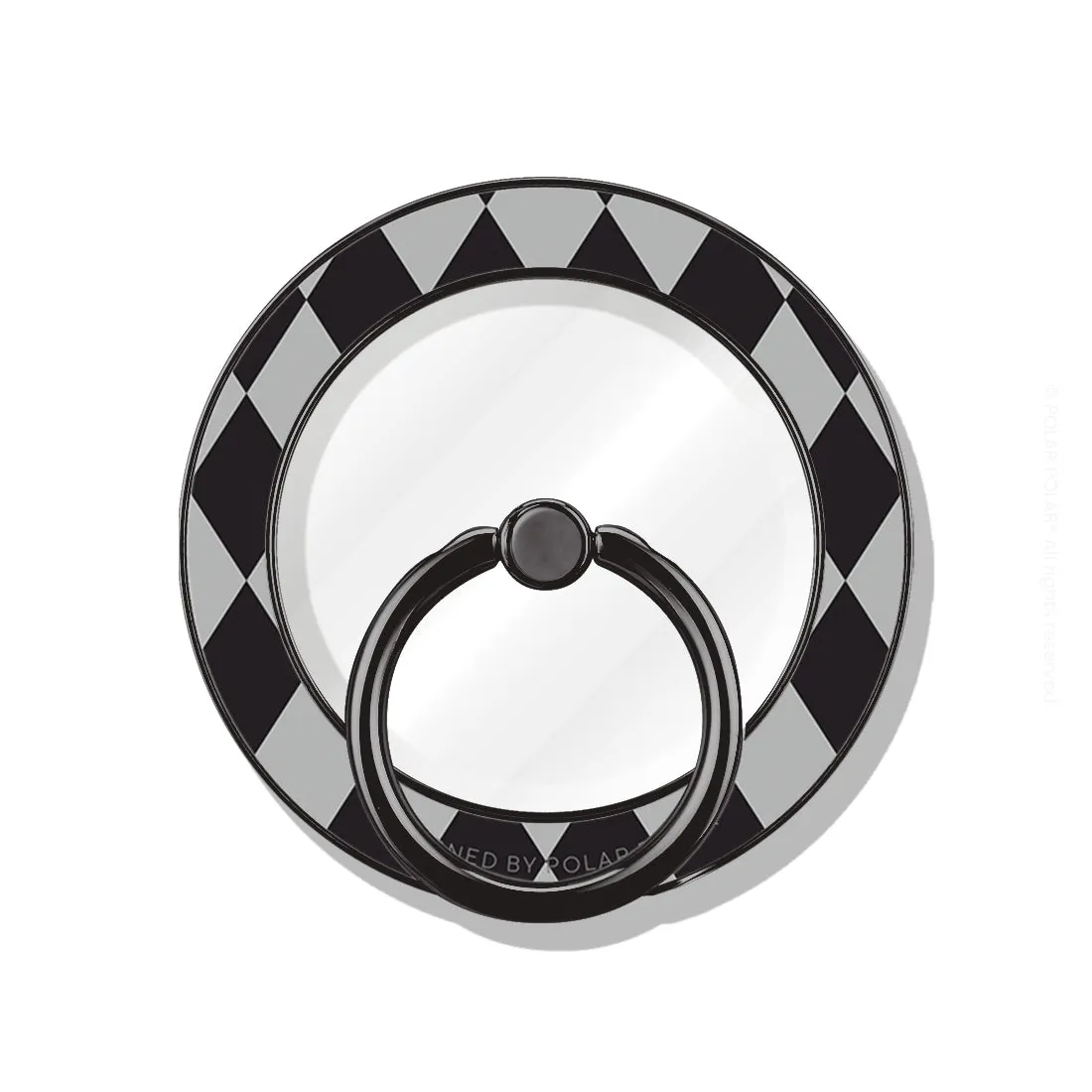 Diamond Black Checker - Black MagSafe Phone Grip and Ring Holder Stand