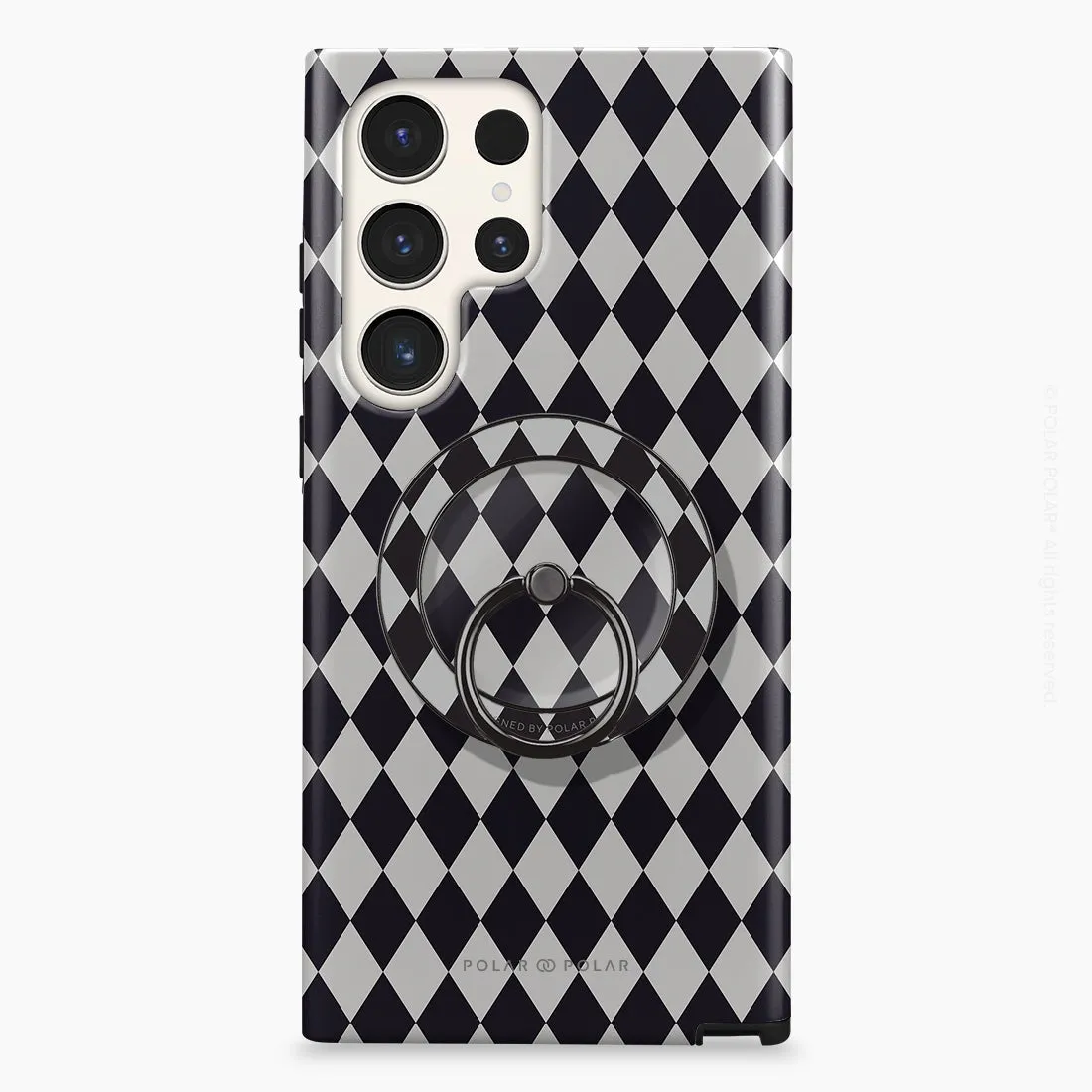 Diamond Black Checker - Black MagSafe Phone Grip and Ring Holder Stand