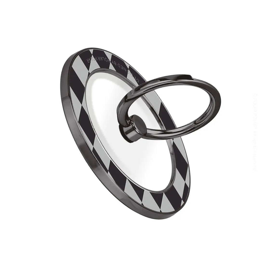 Diamond Black Checker - Black MagSafe Phone Grip and Ring Holder Stand
