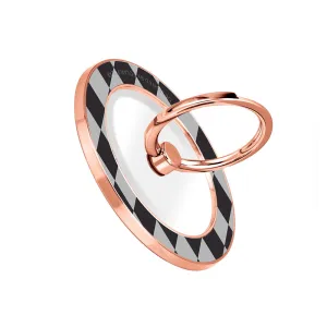 Diamond Black Checker - Rose Gold MagSafe Phone Grip and Ring Holder Stand