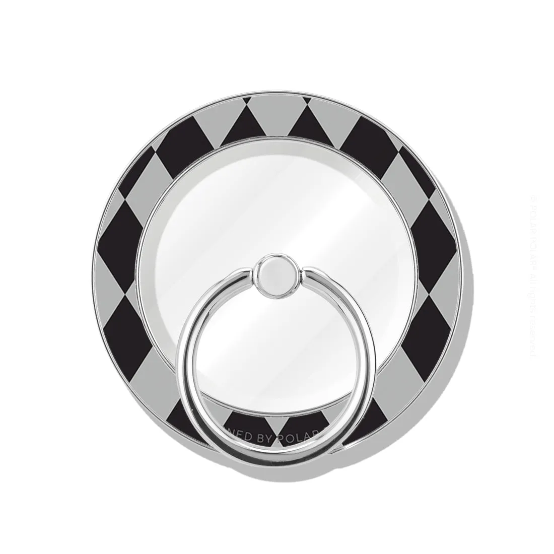 Diamond Black Checker - Silver MagSafe Phone Grip and Ring Holder Stand
