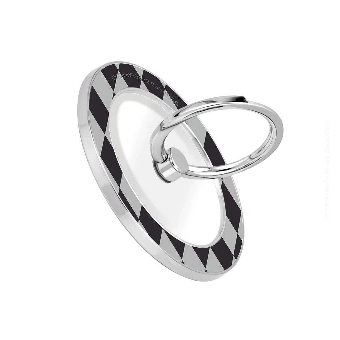 Diamond Black Checker - Silver MagSafe Phone Grip and Ring Holder Stand