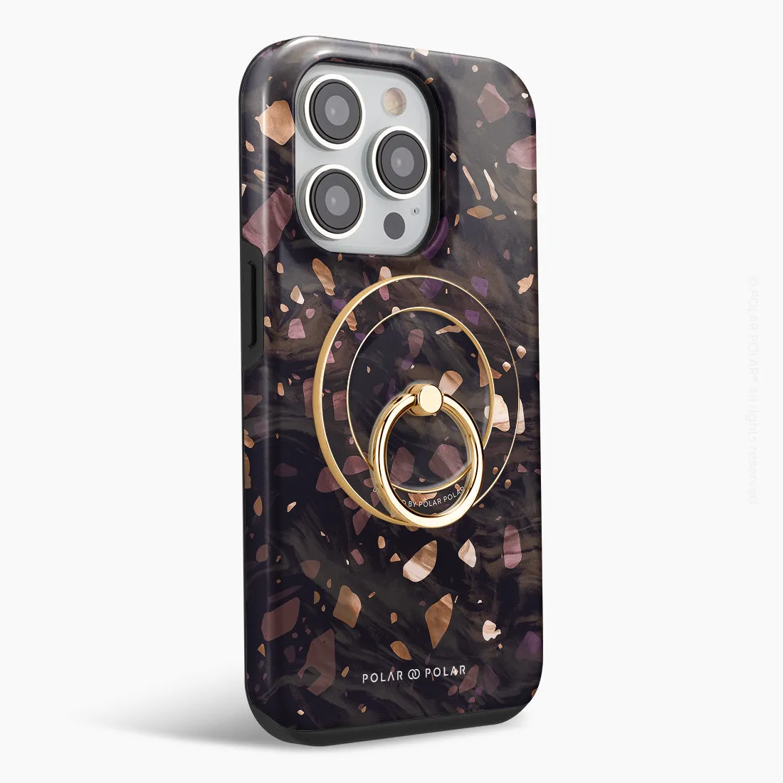 Eminence Terrazzo Gem - Golden MagSafe Phone Grip and Ring Holder Stand