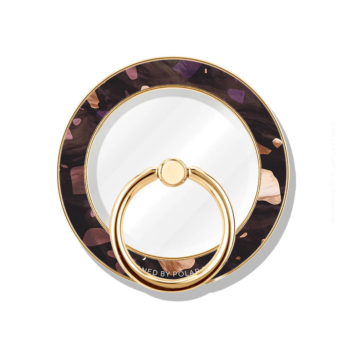 Eminence Terrazzo Gem - Golden MagSafe Phone Grip and Ring Holder Stand