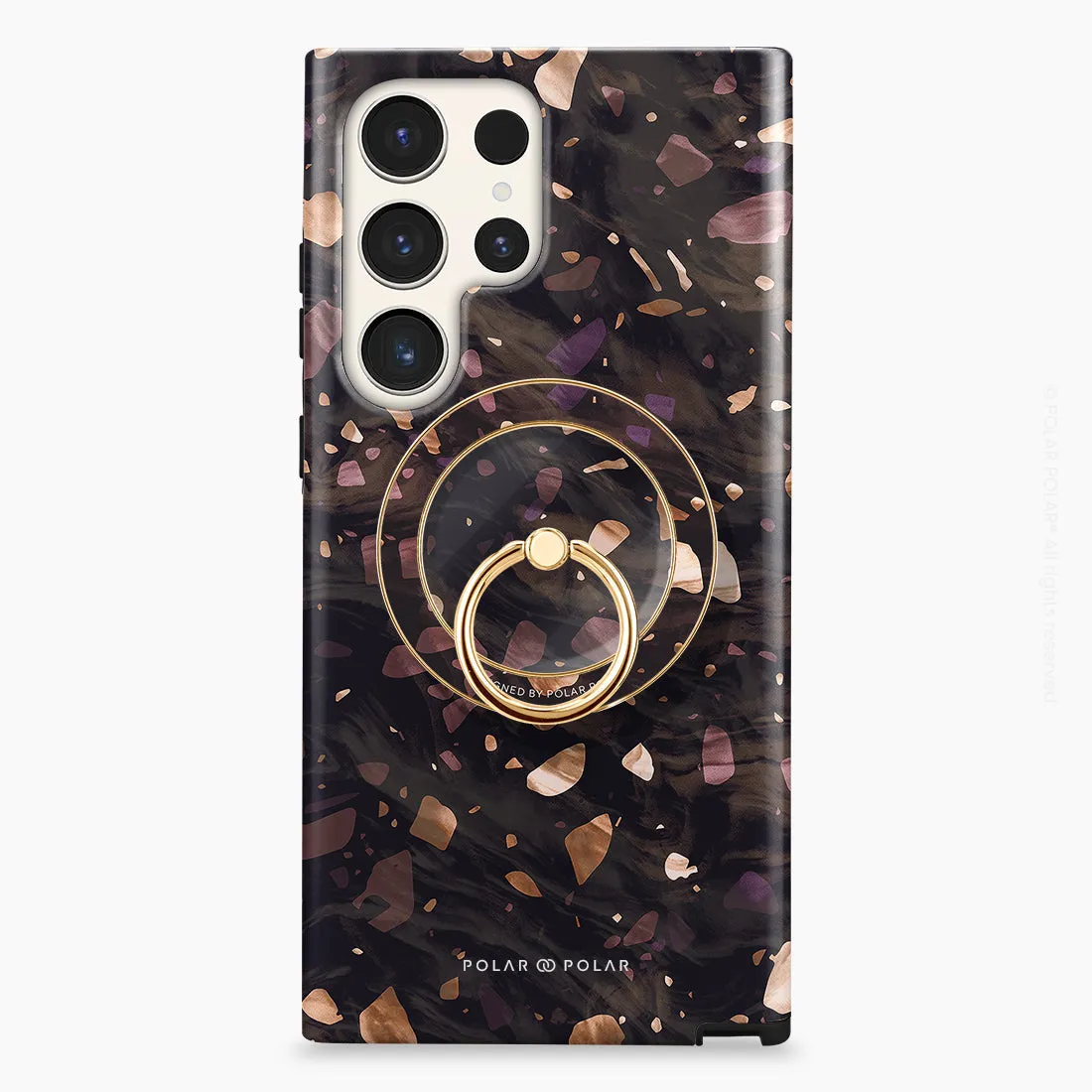 Eminence Terrazzo Gem - Golden MagSafe Phone Grip and Ring Holder Stand