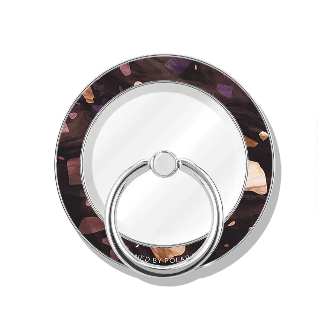 Eminence Terrazzo Gem - Silver MagSafe Phone Grip and Ring Holder Stand