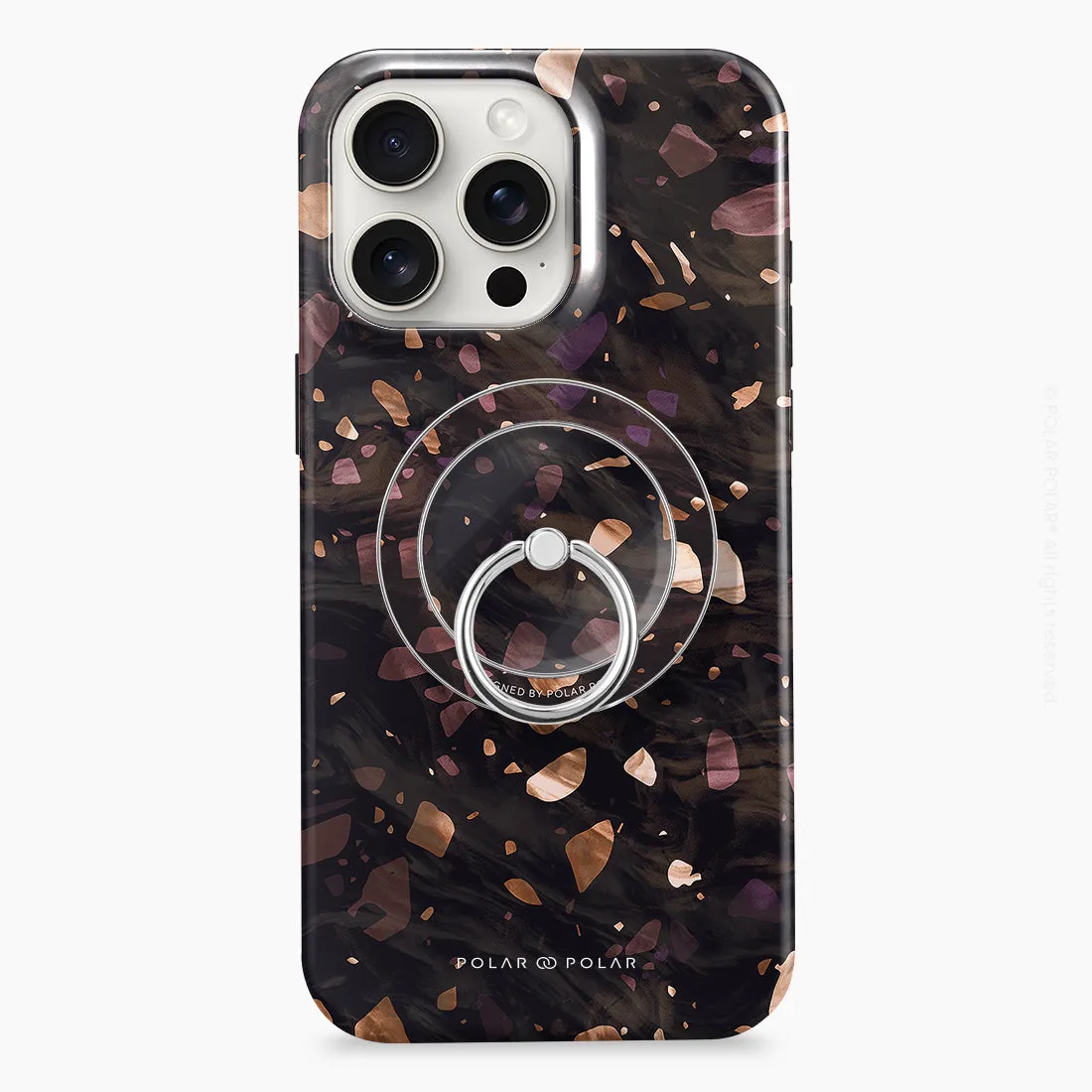 Eminence Terrazzo Gem - Silver MagSafe Phone Grip and Ring Holder Stand